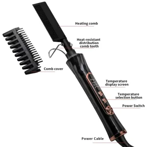 Professional Electric Degrees Hot Comb Hair Straightener Waterproof Heating Comb for Wigs Hair for Home Use Straightening Comb