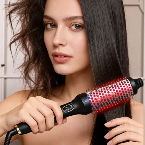Professional Electric Styling Tools 3 in 1 Multifunction One Step Hair Straightener Comb Curler Round Hair Brush