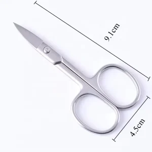 Professional Grooming Hair Cutting 3.5mm Thickness Precise Stainless Steel Curved Wide Blades Tip Eyebrow Hair Trimmer Scissors