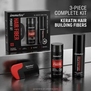 Professional Hair Building Fibers Kit Keratin Hair Thickening Powder with Fiber Hold Spray for Thinning Hair Loss Concealer