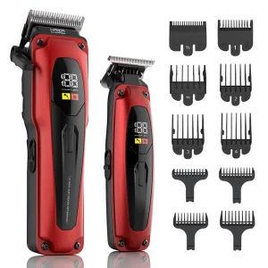 Professional Hair Clipper Stainless Steel Blade Type C Rechargeable LED Display OEM Hair Trimmer for Barber Shop