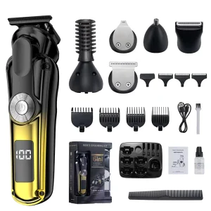 Professional Hair Clippers for Men Waterproof Barber 6 in 1 Hair Trimmer Kit Cordless USB Rechargeable Haircut Machine