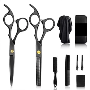 Professional Hair Scissors Haircutting Salon Scissor Barber Cape Thinningshears Black Hairdressing Scissors Set