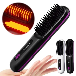 Professional Hair Straightener Brush Anti Scald Design Fast Heating Ionic Hair Straightening Comb Smooth Frizz Hair Styling Tool