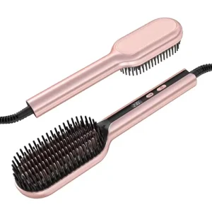 Professional Hair Straightening Brush Negative Ion Hot Comb Portable Straightener Comb for Travel Salon