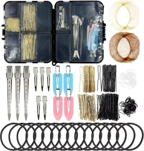 Professional Hair Styling Tools Kit with Bobby Pins Hair Clips Hair Nets & Elastics for Salon & Home Use