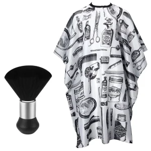 Professional Hairdressing Cape Adjustable Waist Eco Friendly Nylon Durable White Floral Print