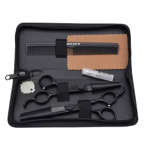 Professional Hairdressing Salon Stainless Steel Scissor Comb Set Barber Black Shears Sets Hair Cutting Scissors Set