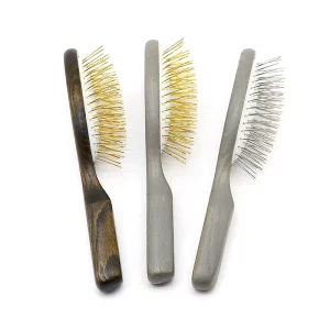 Professional High Density Wood Hair Brush with Cushion Design Extended Steel Needles for Home Use