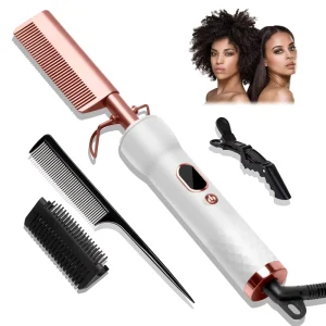 Professional Hot Air Straight Hair Comb Dual Voltage Hair Straightening Brush for Travel Styling