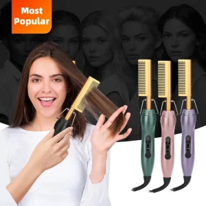 Professional Hot Comb Hair Straightener Electric Heating Metal Straightening Hair Straightener Curling Iron Comb for Hair