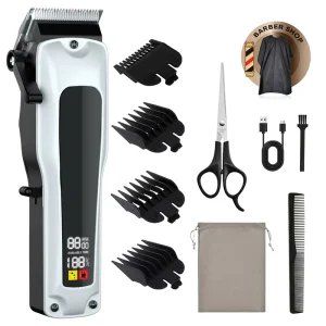 Professional Household Black Scissors Comb Guards Accessories for Barber Rechargeable Men’s Hair Clippers Set