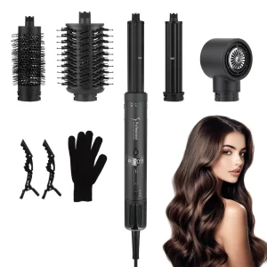 Professional Interchangeable High-Speed Brushless Thermal 5 in 1 Hair Brush Heated Rotating Curler Curling Iron Blow Dryer