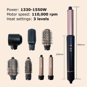 Professional Ionic Hair Styling Tools 7 in 1 Hot Air Brush Styler One Step Hair Dryer and Multi Styler