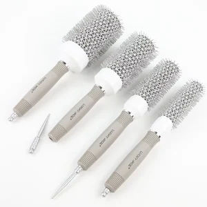 Professional Large Vents Salon Ceramic Handle Round Barrel Hair Brush for Blow Drying and Styling