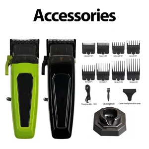 Professional Low Noise Hair Clipper Cordless Electric Hair Trimmer with 8 Limit Combs for Men Barber Salon Haircut Machine Kit