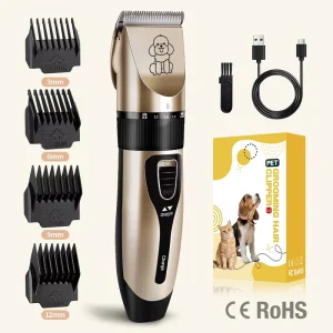 Professional Low Noise USB Rechargeable Electric Dog Grooming Machine with Ceramic Blade Cordless Pet Hair Clipper