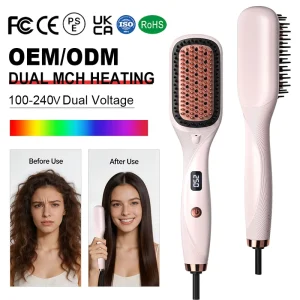 Professional MCH Heating Hair Straightener Brush Negative Ions Ceramic Hair Straightening Comb Electric Hair Brushes