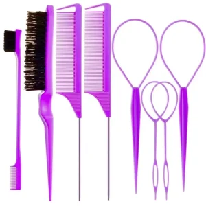 Professional Multicolor Hair Styling Comb Set Home Use Detangling Nondisposable Stainless Steel