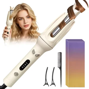 Professional Negative Ionic Self Curling Iron Tangle Free Salon Hair Curling Wand 1.1 Inch Hair Curler for All Types Hair
