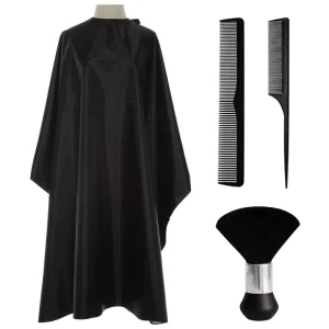 Professional Nylon Waterproof Barber Cape with Neck Duster and Hair Comb Set Hairdressing Cape for Barbershop Use