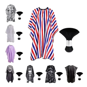 Professional OEM Customize logo Hair Cutting Cape Haircut Shawl and Apron Hairdressing Cape and Cleaning Beard Brush