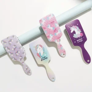 Professional Plastic Pink Customize Hairbrush Rectangle Pony Wig Comb Brush for All Hair Type Printed Paddle Hairbrush