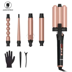 Professional Portable Hair Styling Tools 6 in 1 Curling Iron Set LCD Display Ceramic PTC Plate Interchangeable Head Hotel