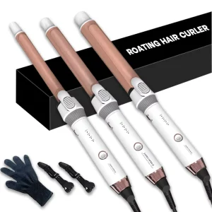 Professional Rotating Hair Curler Automatic Curling Iron Ceramic Ionic 4 Heat Levels for Salon Grade Beach Waves
