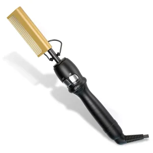 Professional Salon Electric Hot Combs 500F Hot Iron Comb Hair Straightener Curler Ceramic Heat 3 in 1 Brushes Hair Hot Comb