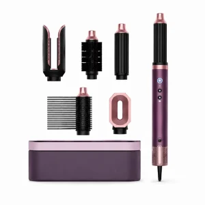 Professional Salon Grade Hair Dryer and Curler Set 3 Temperature Levels 6 Nozzles Portable High Speed Air Styler with Gift Box