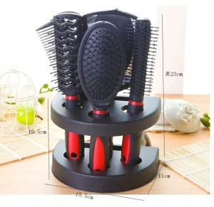 Professional Salon Hair Brush Cutting Comb Sets Hair Styling Tool with Mirror and Holder Stand 5pcs