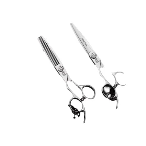 Professional Salon Hair Styling Tools Japanese 440C Left Handed Ergonomic Stainless Steel Straight Thinning Shears Set