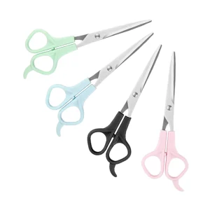 Professional Stainless Steel Barber Scissors Plastic Handle Hairdressing Shears for Salon Household Use DIY Beauty Scissors