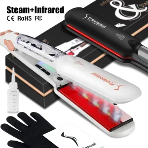 Professional Steam Hair Straightener Ceramic Vapor Flat Iron Seam Hair Straightening Iron Curler Steamer Hair Styling Tool