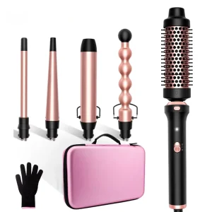 Professional Styling Tool All in One 5 1 PTC Heating Ceramic Coated Hair Curler Brush Curling Iron Set Electric Factory