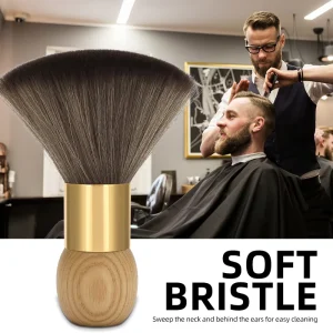 Professional Wooden Ionic Hairbrush Boar Bristle Barber Neck Duster Compact Cleaning Hair Brush for Haircut Styling Salon & Home