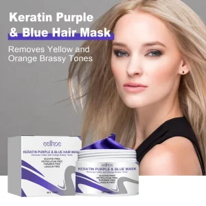 Purple Keratin Hair Mask Moisturizing Hydrating Sulfate Free for Tail Bifurcation Perm Dyeing Dry Irritable Soft Hair