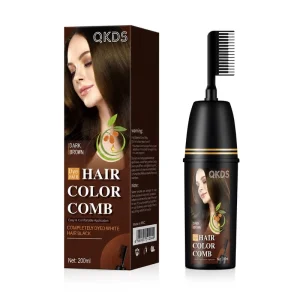 QKDS Professional Natural Healthy Herbal Dark Brown Custom Private Label OEM B2B Bulk Hair Dye with Comb