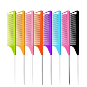 Rat Tail Comb for Professional Salon Barber Stainless Steel Handle Rat Tail Comb for Hairdressing Style