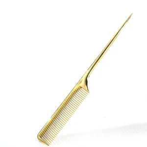Rat Tail Gold Plastic Comb Anti static Hairdressing Comb for Hair Salon Styling Tool