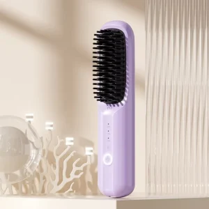 Rechargeable Ceramic Portable Hair Straightener Brush Wireless Negative Ion Hot Comb Electric Mini Hair Straightener Comb