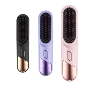 Rechargeable Mini Hair Straightener Comb Portable Hot Comb Hair Straightener Brush Electric