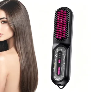 Rechargeable Straightening Comb Portable Negative Ion Heat Brush Straight Hair Comb