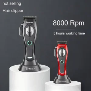 Rechargeable USB Cordless Hair Clippers 8000rpm Rotary Motor Stainless Steel Blade ABS English Household Use US Plug Battery