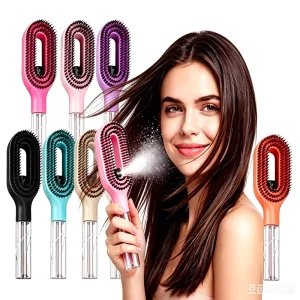 Refillable Anti Static Wet & Dry 2 in 1 Misting Water Spray Mist 2 in 1 Detangler Detangling Hair Sprayer Brush Comb