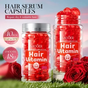 Rose Vitamin Hair Serum Capsules Non-greasy Repair Dry Frizzy Damaged Hair Nourishing Shine Boost