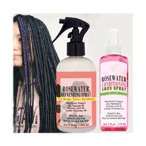 Rosewater Conditioning Refreshing Locs Spray for Braids Twists Dreadlocks Soothing Dry Itchy Scalp with Vitamins Mint Rosemary