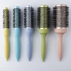 Round Curly Hair Brush 5 Size Aluminum Tube Brush Nylon Teeth Hair Styling Brush for Women
