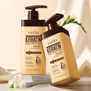 SADOER 750ml Keratin Polypeptide Shampoo Oil Controlling Anti Dandruff Luster Restoring Hotel Hair Shampoo